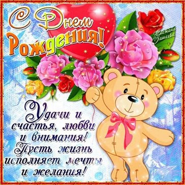 Чудесные поздравления для Открытки с медведем на День Рождения