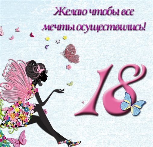 Красивая открытка для Открытки с Днем Рождения 18 лет парню/девушке